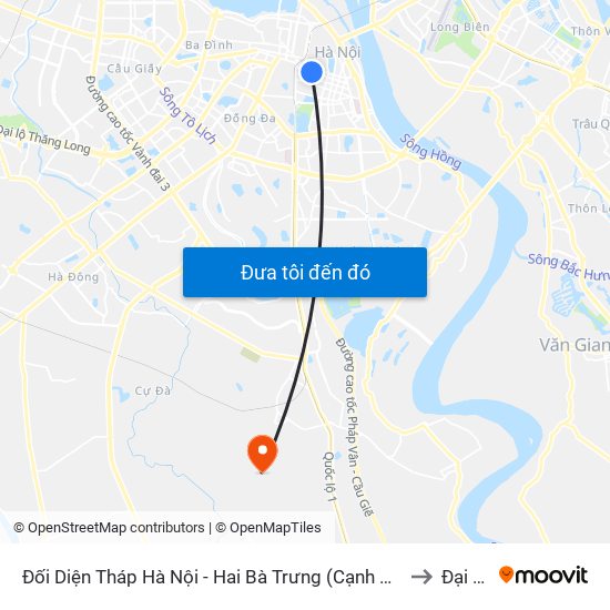 Đối Diện Tháp Hà Nội - Hai Bà Trưng (Cạnh 56 Hai Bà Trưng) to Đại Áng map