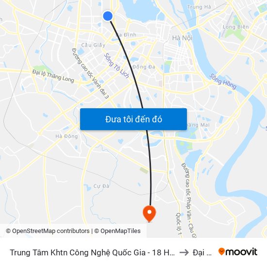 Trung Tâm Khtn Công Nghệ Quốc Gia - 18 Hoàng Quốc Việt to Đại Áng map