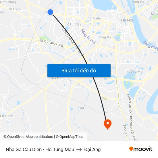 Nhà Ga Cầu Diễn - Hồ Tùng Mậu to Đại Áng map