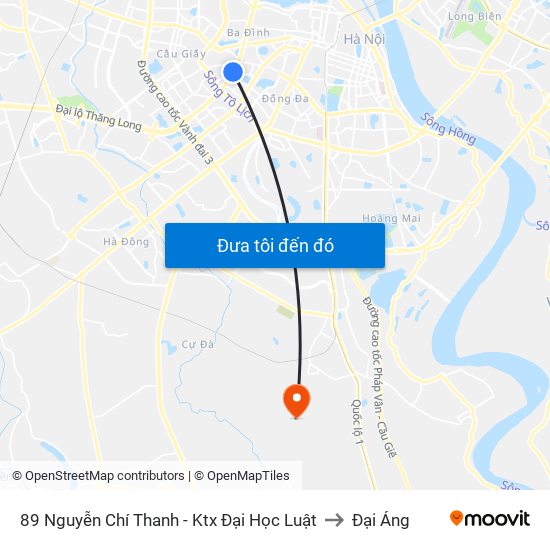 89 Nguyễn Chí Thanh - Ktx Đại Học Luật to Đại Áng map