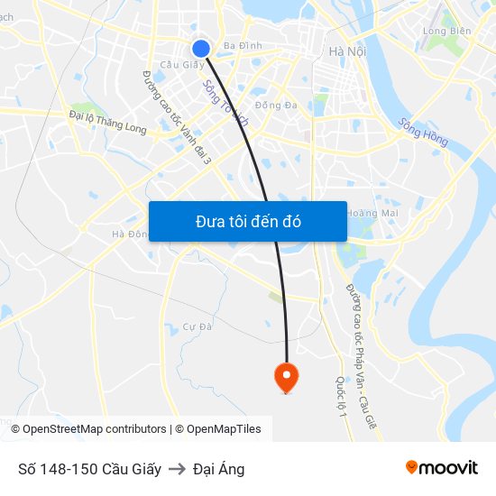 Số 148-150 Cầu Giấy to Đại Áng map