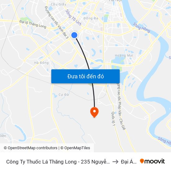 Công Ty Thuốc Lá Thăng Long - 235 Nguyễn Trãi to Đại Áng map