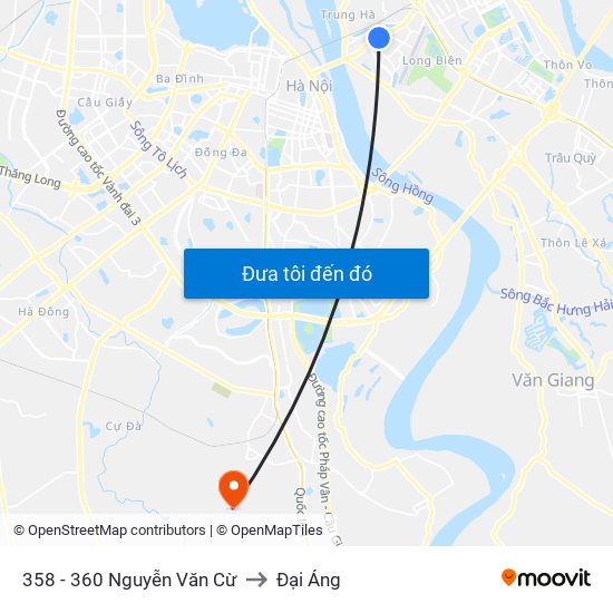 358 - 360 Nguyễn Văn Cừ to Đại Áng map