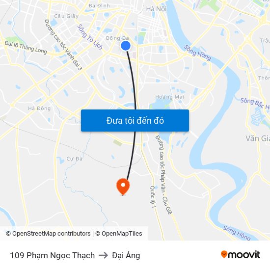 109 Phạm Ngọc Thạch to Đại Áng map