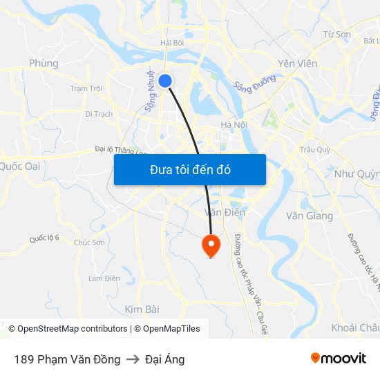 189 Phạm Văn Đồng to Đại Áng map