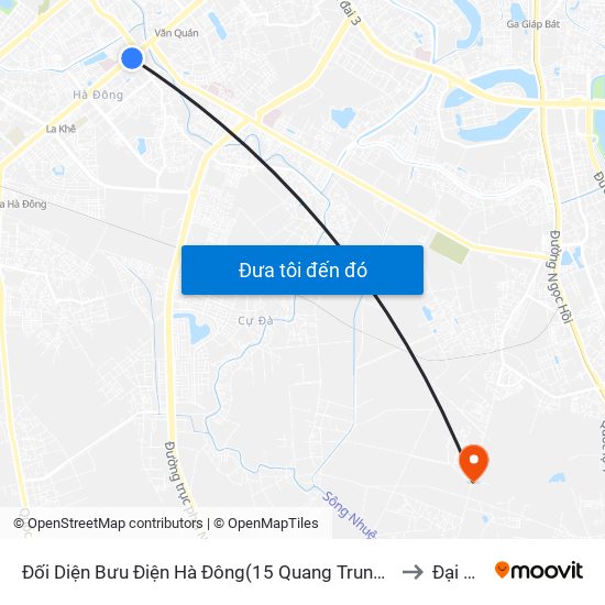 Đối Diện Bưu Điện Hà Đông(15 Quang Trung Hà Đông) to Đại Áng map