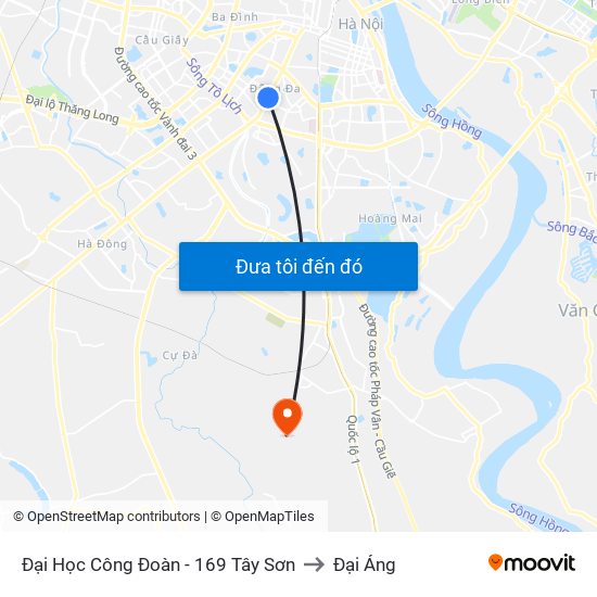 Đại Học Công Đoàn - 169 Tây Sơn to Đại Áng map