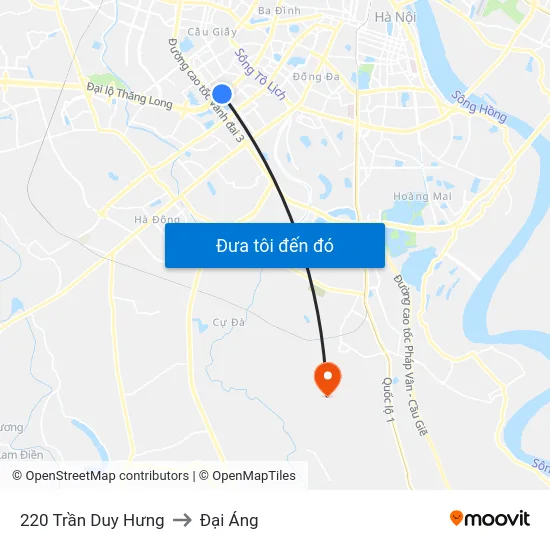 220 Trần Duy Hưng to Đại Áng map