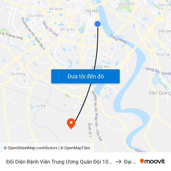 Đối Diện Bệnh Viện Trung Ương Quân Đội 108 - Trần Hưng Đạo to Đại Áng map