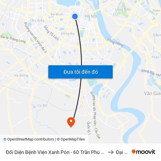 Đối Diện Bệnh Viện Xanh Pôn - 60 Trần Phú (Bộ Tư Pháp) to Đại Áng map