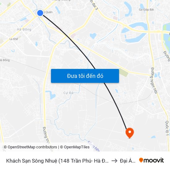 Khách Sạn Sông Nhuệ (148 Trần Phú- Hà Đông) to Đại Áng map