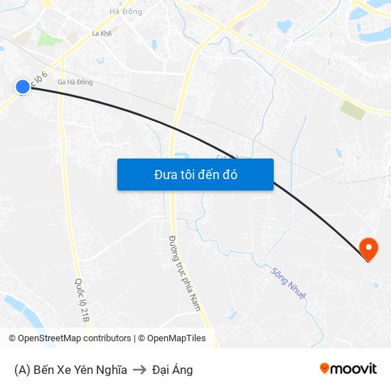 (A) Bến Xe Yên Nghĩa to Đại Áng map