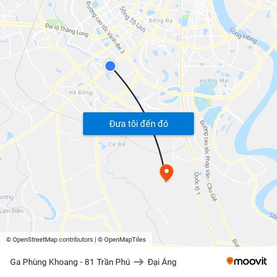 Ga Phùng Khoang - 81 Trần Phú to Đại Áng map