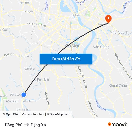 Đồng Phú to Đặng Xá map