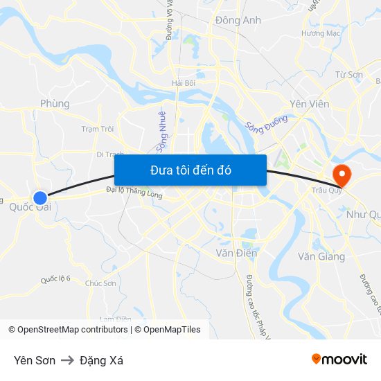 Yên Sơn to Đặng Xá map