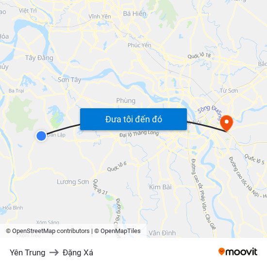 Yên Trung to Đặng Xá map