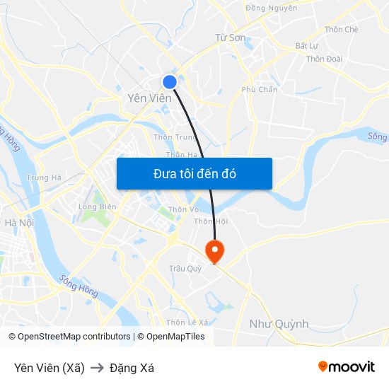 Yên Viên (Xã) to Đặng Xá map