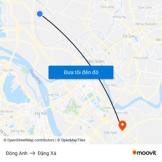 Đông Anh to Đặng Xá map