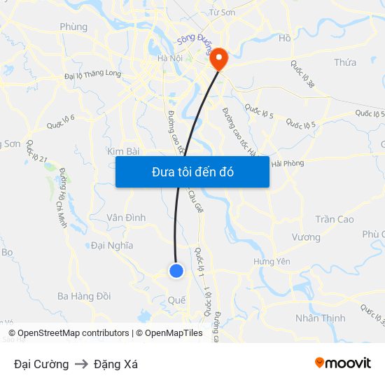 Đại Cường to Đặng Xá map