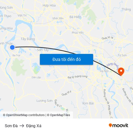 Sơn Đà to Đặng Xá map