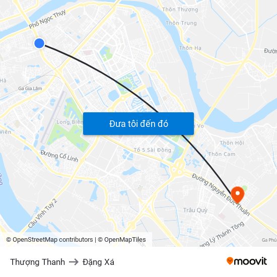 Thượng Thanh to Đặng Xá map