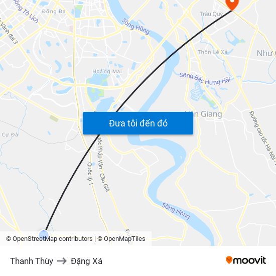 Thanh Thùy to Đặng Xá map