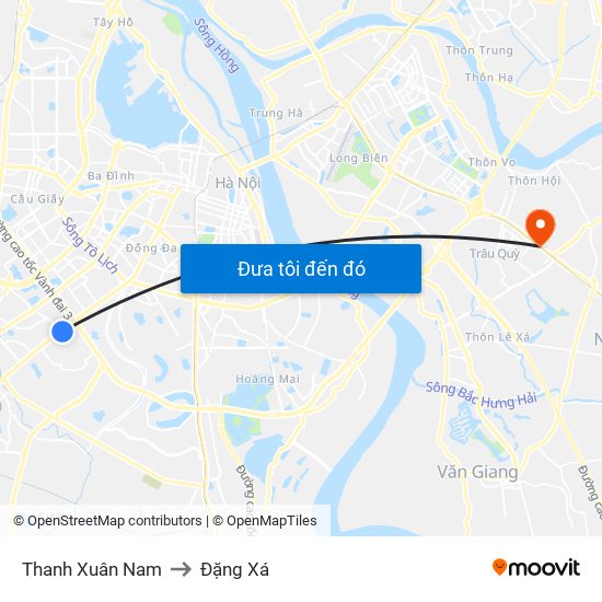 Thanh Xuân Nam to Đặng Xá map