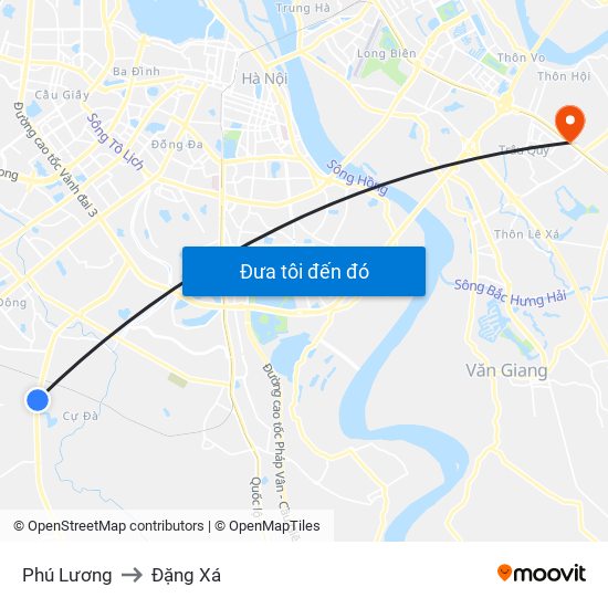 Phú Lương to Đặng Xá map