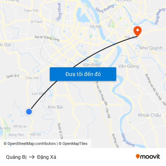 Quảng Bị to Đặng Xá map