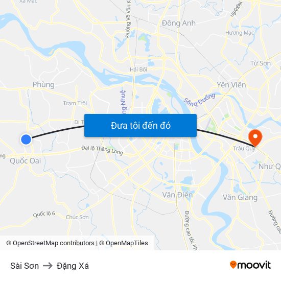 Sài Sơn to Đặng Xá map