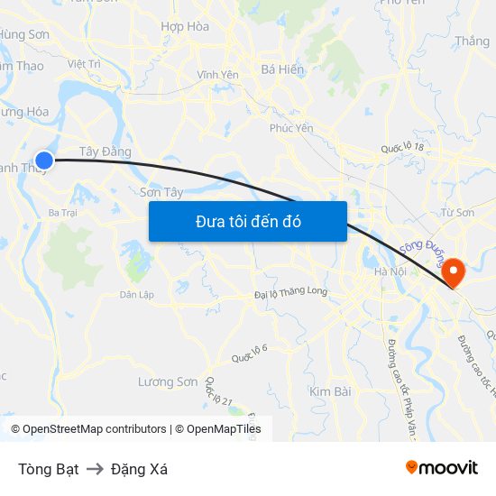 Tòng Bạt to Đặng Xá map