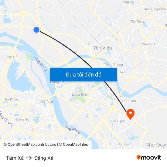 Tầm Xá to Đặng Xá map