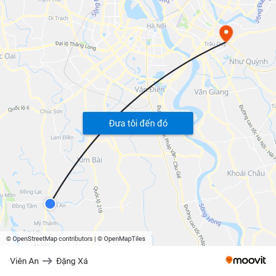 Viên An to Đặng Xá map