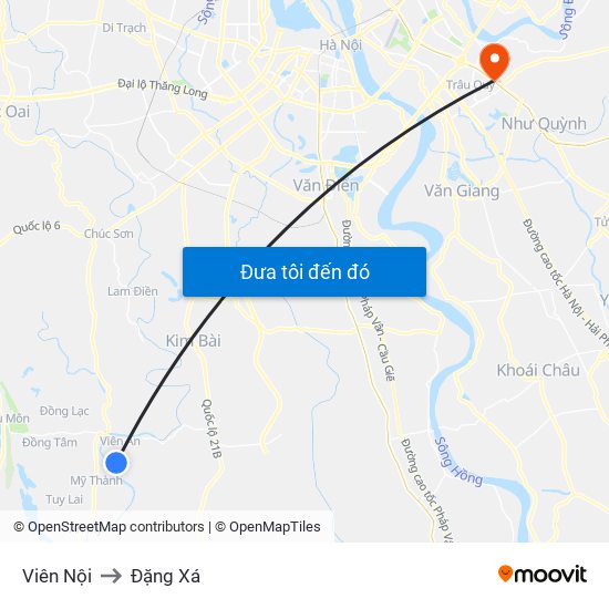 Viên Nội to Đặng Xá map