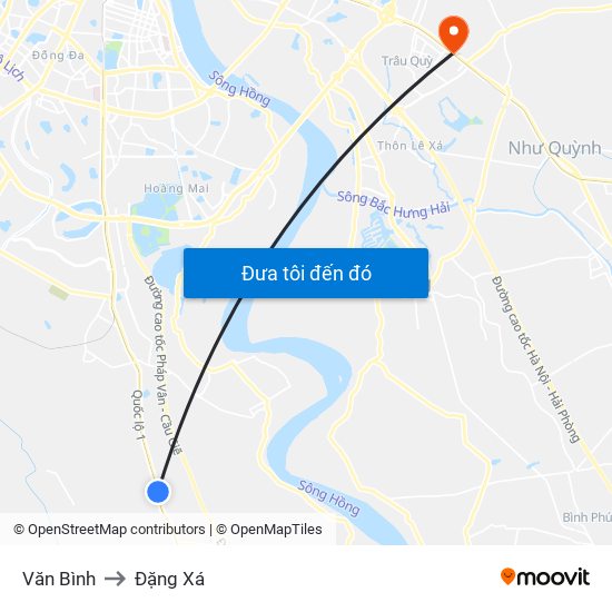 Văn Bình to Đặng Xá map