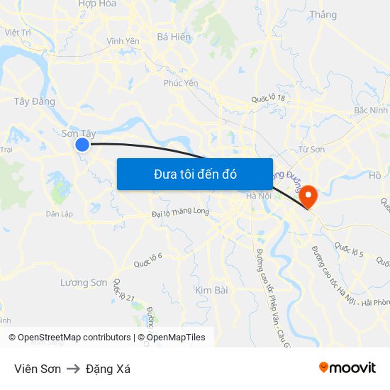 Viên Sơn to Đặng Xá map