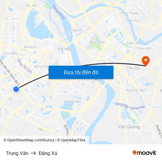 Trung Văn to Đặng Xá map