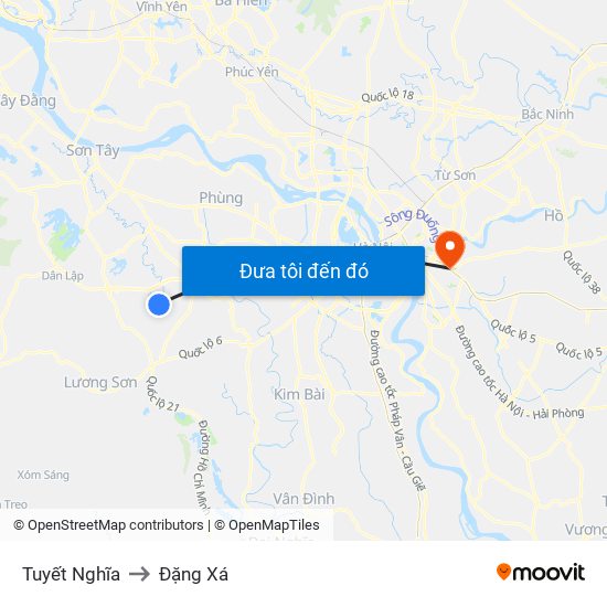 Tuyết Nghĩa to Đặng Xá map