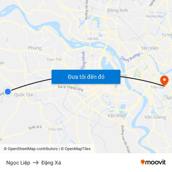 Ngọc Liệp to Đặng Xá map