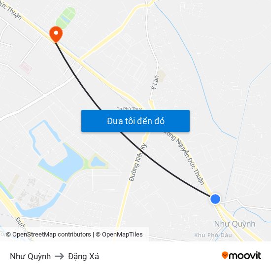 Như Quỳnh to Đặng Xá map