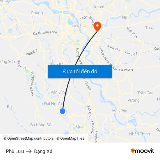 Phù Lưu to Đặng Xá map