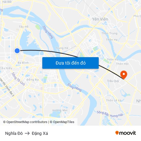 Nghĩa Đô to Đặng Xá map