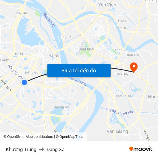 Khương Trung to Đặng Xá map