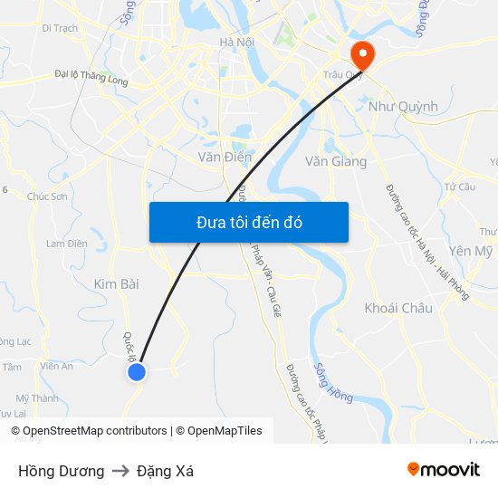 Hồng Dương to Đặng Xá map