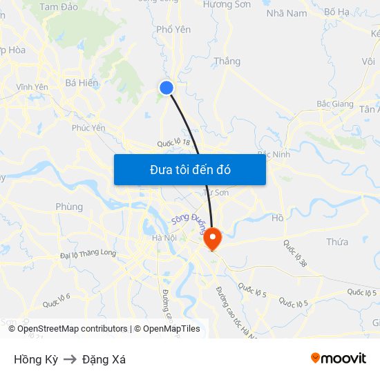 Hồng Kỳ to Đặng Xá map