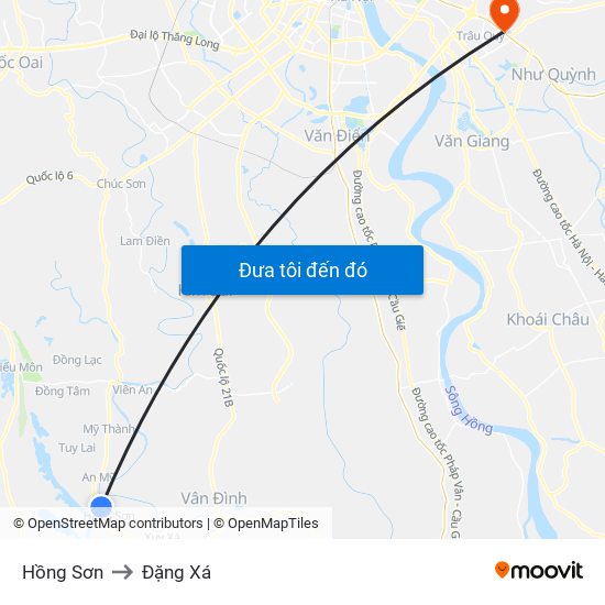 Hồng Sơn to Đặng Xá map