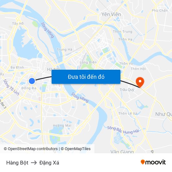 Hàng Bột to Đặng Xá map