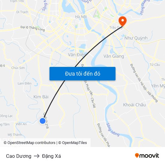 Cao Dương to Đặng Xá map