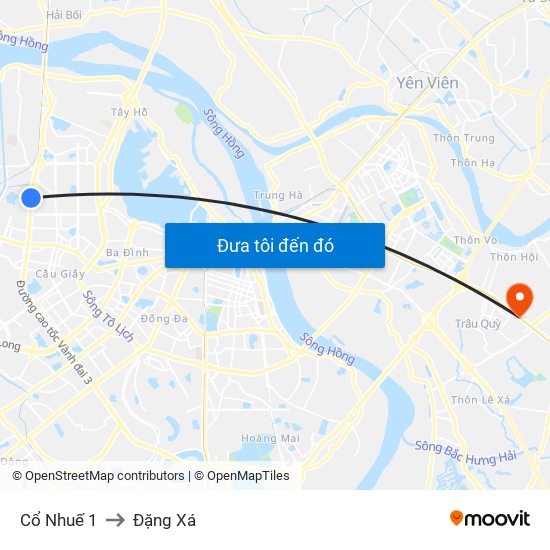 Cổ Nhuế 1 to Đặng Xá map