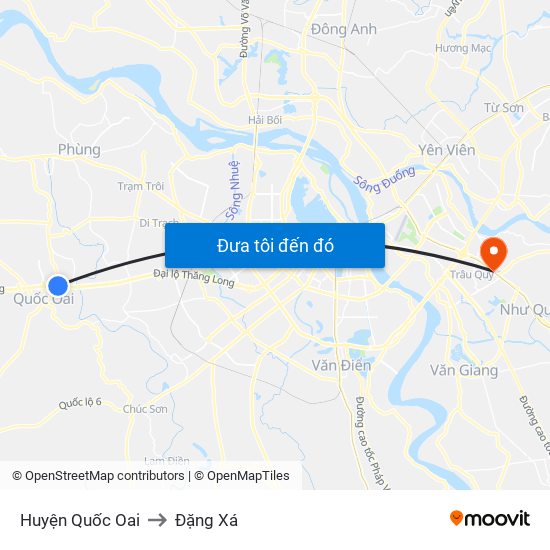 Huyện Quốc Oai to Đặng Xá map